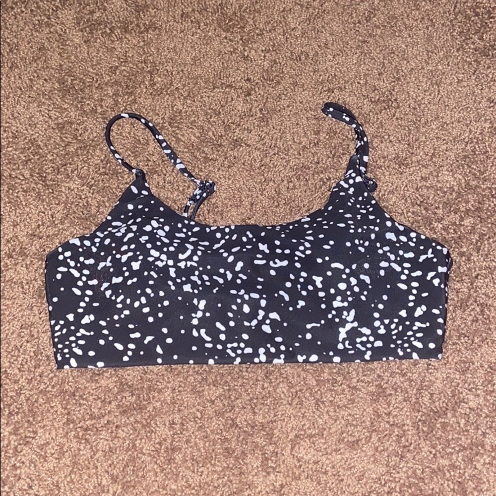 black Dalmatian print bathing suit top